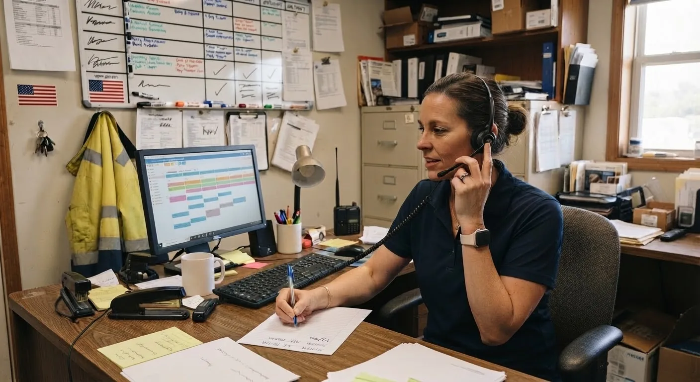 HVAC office dispatcher gathering information from an incoming customer call.